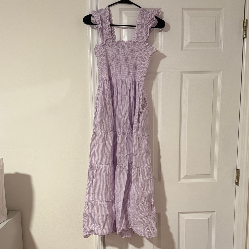Nap Dress-  Purple Smocked Tiered Maxi Dress - Women